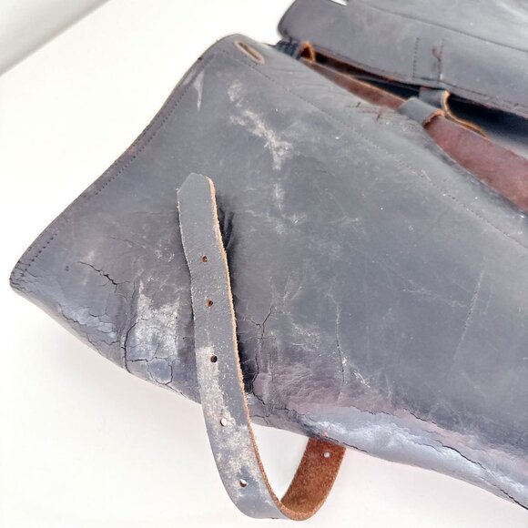 ANTIQUE WWII SWISS ARMY LEATHER BOOT GAITERS - PAIR - Picture 8 of 10